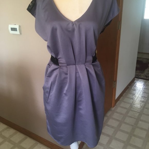 Sound & Matter Dresses & Skirts - Sound& Matter Gray, Black Lace, Pockets Dress Sz S